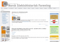 Skjermbilde av forsiden til Genealogi.no (11. august 2012).